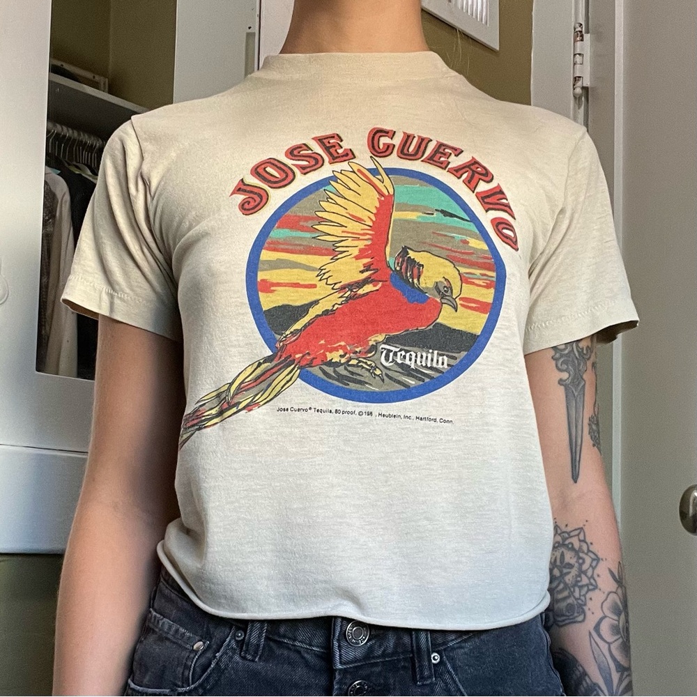 Vintage 80s Jose Cuervo Cropped T-Shirt
